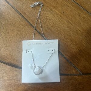 Kendra Scott Silver Necklace with Iridescent White Pendant